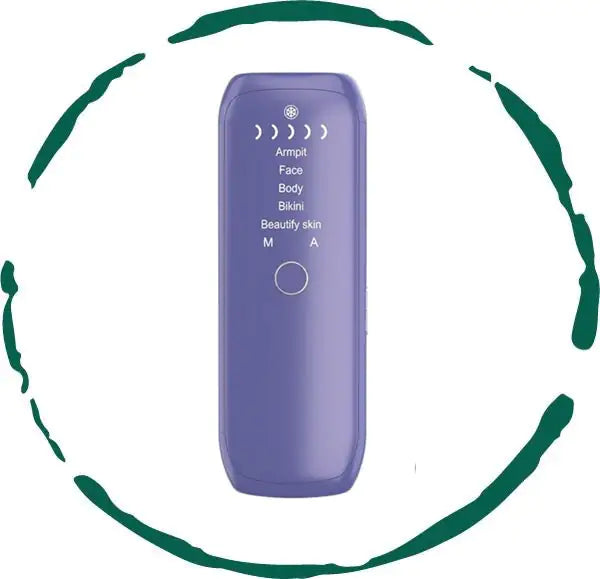 Purple electronic device with control buttons on a white background