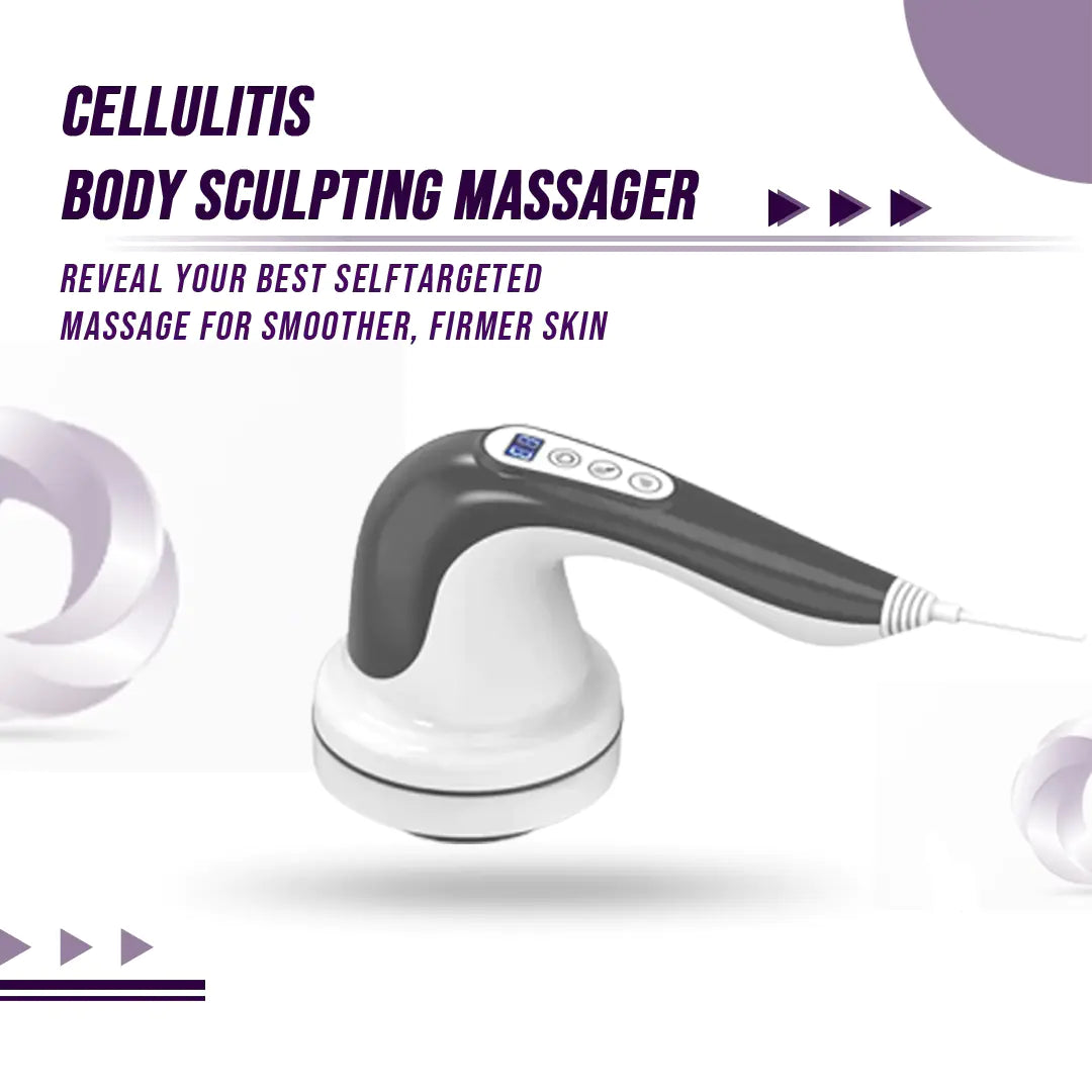 Body sculpting massager with text on a white background