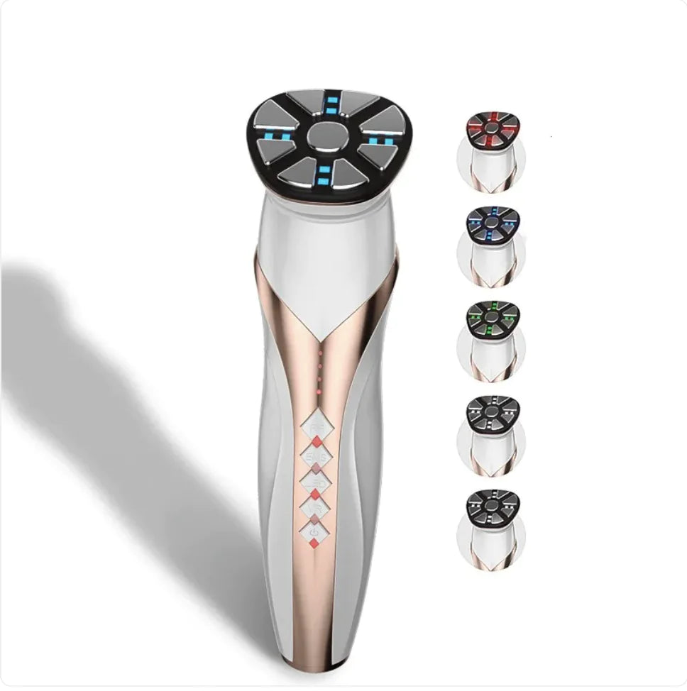 White and rose gold electronic device with multiple control options on a white background